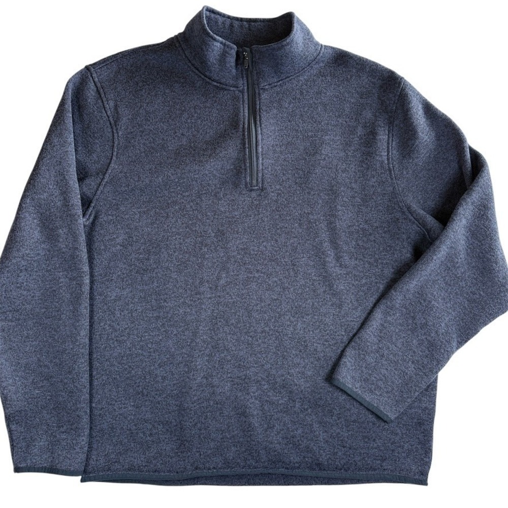 J.Crew Authentic Fleece Pullover Mens XXL Navy Blue Quarter Zip AA667